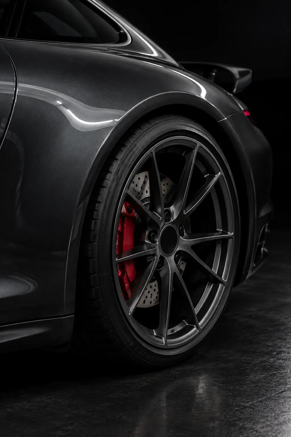 Close detail of the Porsche wheel and finish
