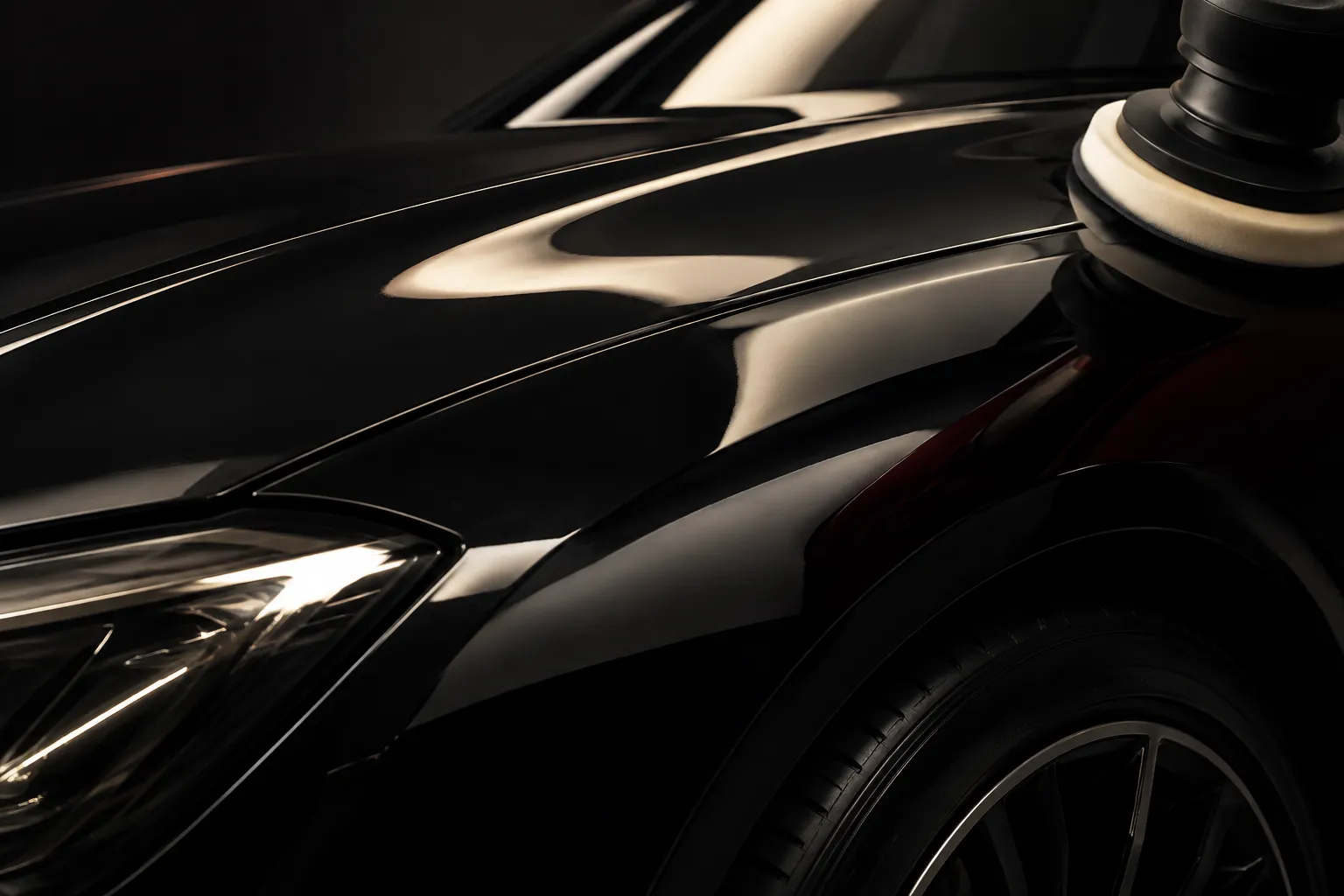 Detailing work refining a car’s paintwork